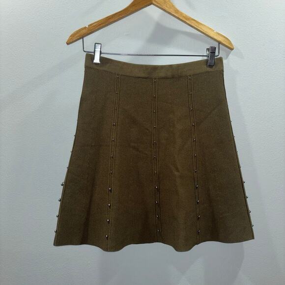 Sandro A Line Green Knit Studded Skirt Size 2 - Picture 3 of 13